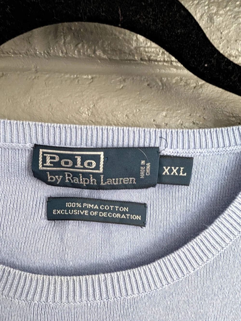 Vintage 2000s Polo by Ralph Lauren Men's Light Blue Crewneck Sweater